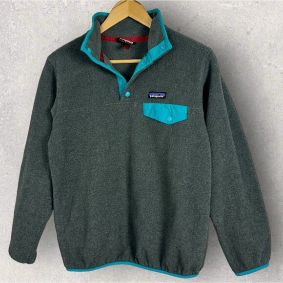 Patagonia T-Snap Synchilla Fleece Grey Blue Size XS Womens Hiking Sweater Top - Picture 14 of 14